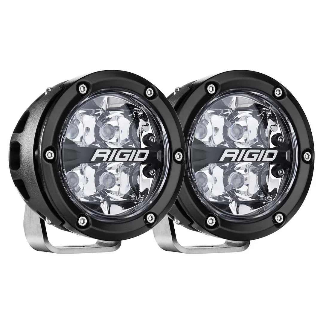 36402 – RIGID IND Driving/ Fog Light, LED Bulb 4 Inch Round 28 Watt 4 AMP Draw Spot Beam 4-LED RGBW Backlighting 3060...